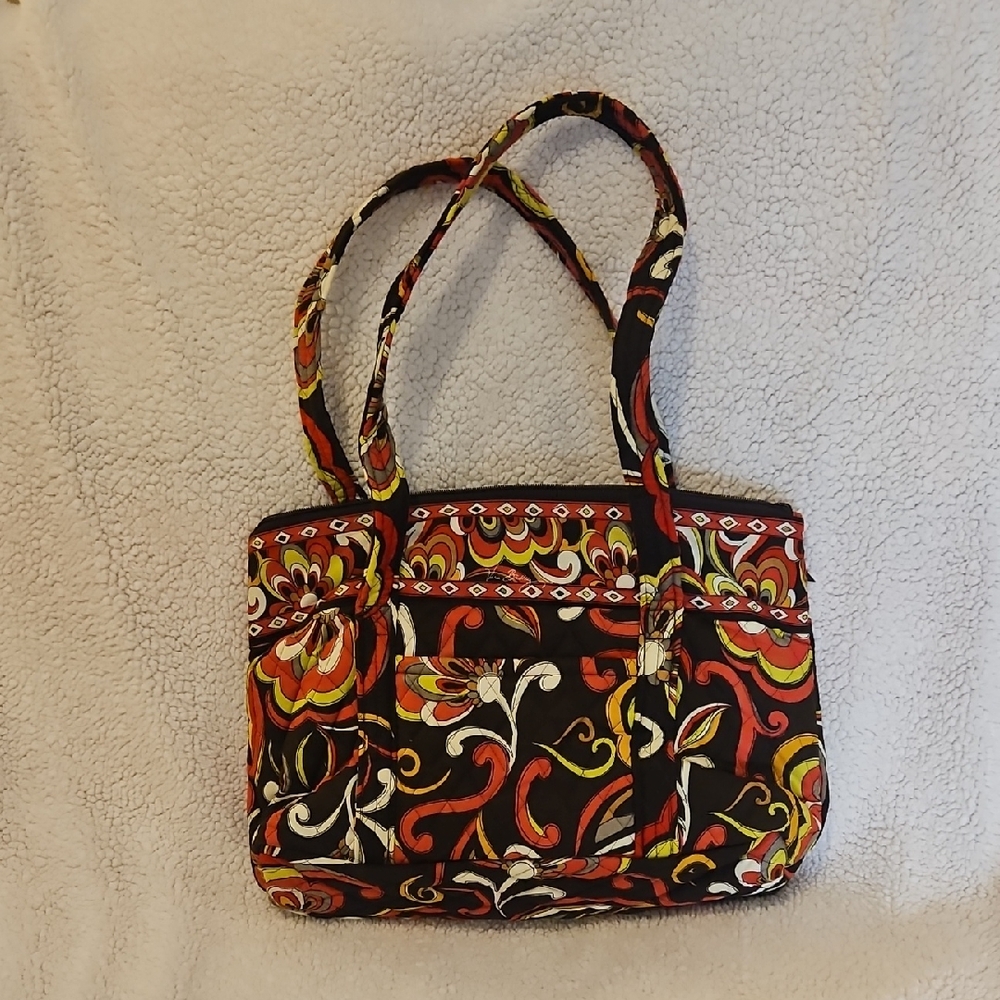 Vera Bradley Quilted Tote in Brown, Pink, Yellow & White